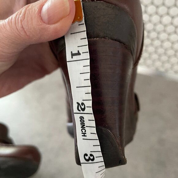 Brown leather wedge shoes - Picture 3 of 11